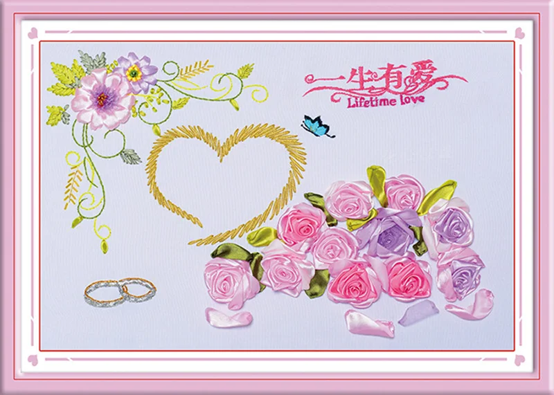 Любовь Роза DIY лента вышивка набор для рукоделия настенная живопись рукоделие