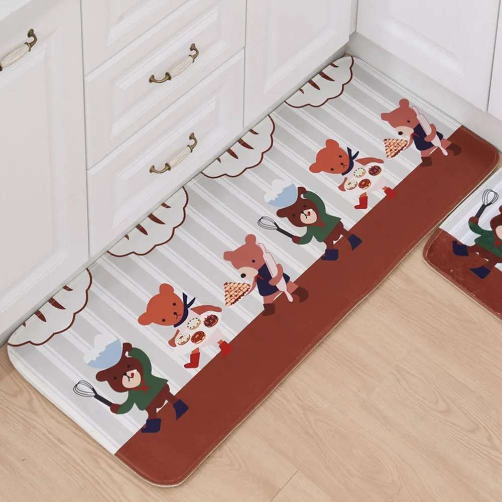 A Cartoon Soft Kitchen Mat Absorption Bathroom Carpet Rug Home Living Room Kitchen Door Floor Mat for Toilet Non-slip - Цвет: A
