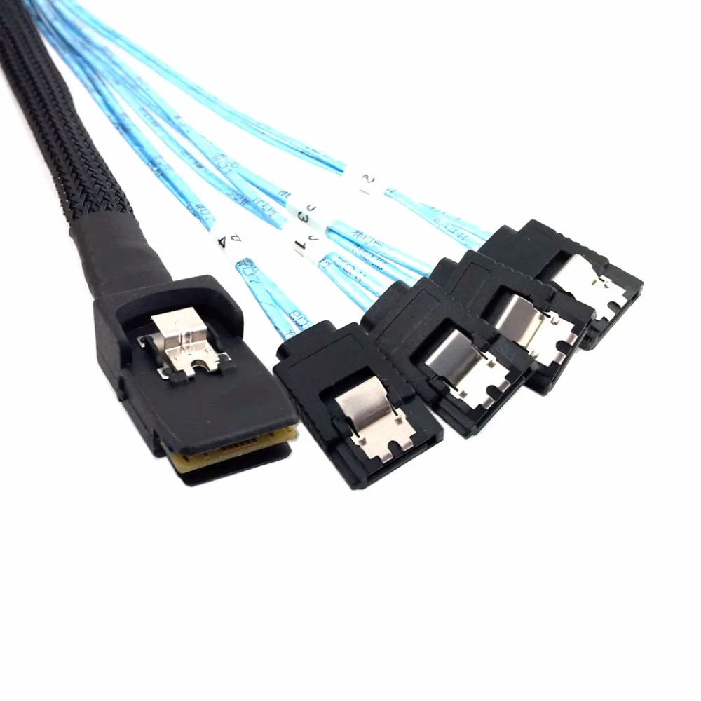 Фото Жесткий внешний кабель Mini SAS 4i для 4 SATA 7 контактов 100 см 1 0 м | Компьютеры и офис