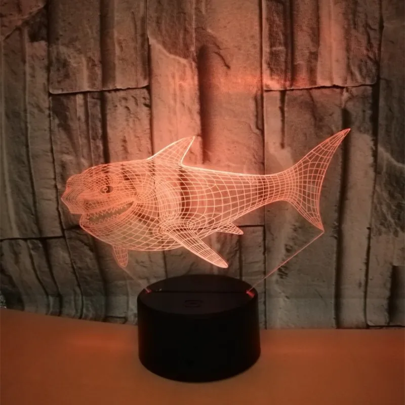 Красочный сенсорный 3d лампа Иллюзия светодиодный ночник USB настольная лампа для детей подарок прикроватная Спальня Животное Мультфильм Акула