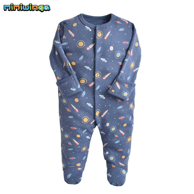Mimiwinga Newborn Baby Clothes 100% Cotton Single-breasted Long Sleeve Clothing Spring Fall 2019 Toddler Infant Rompers 3pcs/lot | Детская