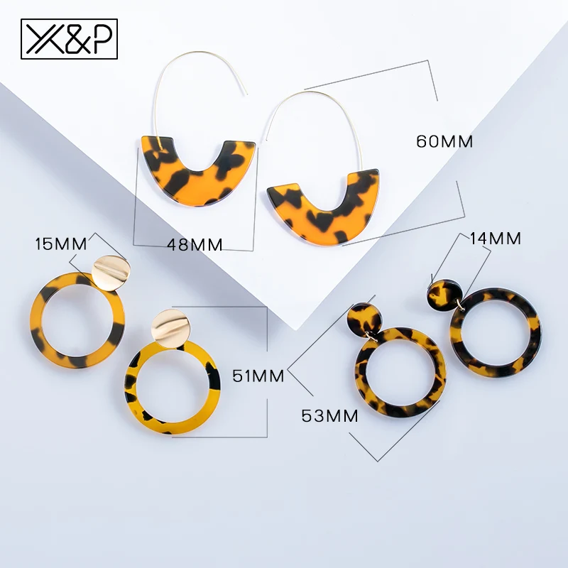 X & P винтажные корейские акриловые Висячие серьги для женщин модные массивные