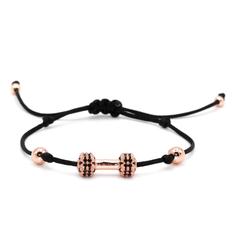Модные CZ камень Шарм гантели браслеты простой дизайн красный/черный шнур ручной