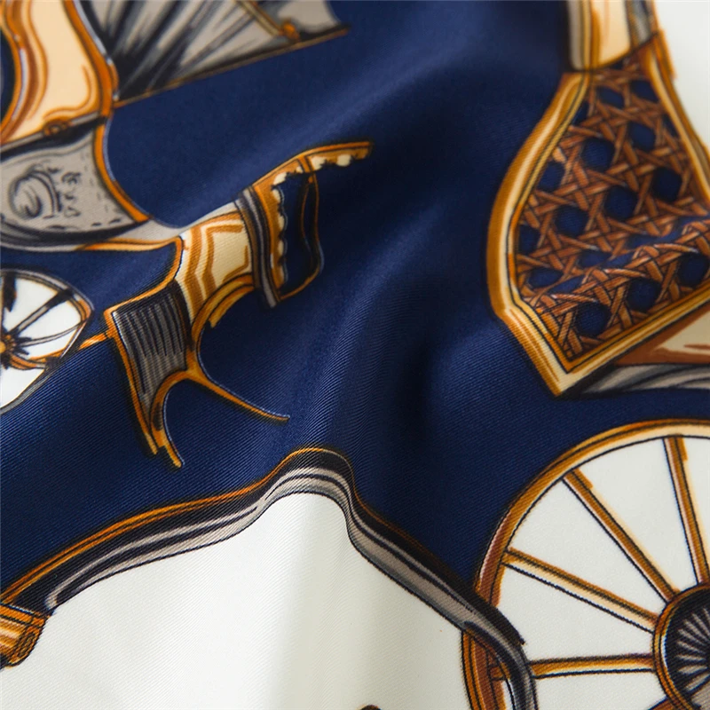 Шарф женский квадратный с принтом [POBING] Шелковый брендовый платок из 100% саржи в