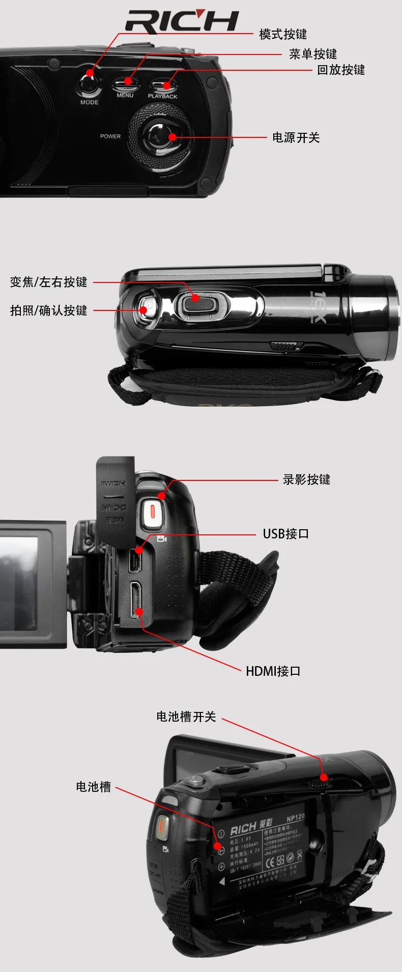 10 шт. 460S Инфракрасная видеокамера 1080P HD 16x Zoom 3,0 ''TFT lcd Цифровая видеокамера камера DV DVR Поддержка для ночной съемки