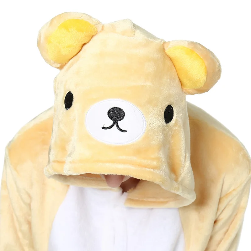 Женские пижамные комплекты Kigurumi Rilakkuma зимние фланелевые пижамы в виде животных