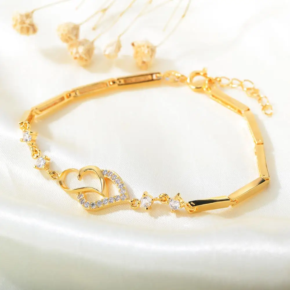 Позолоченный женский браслет простая мода красивая любовь Благородная Девушка