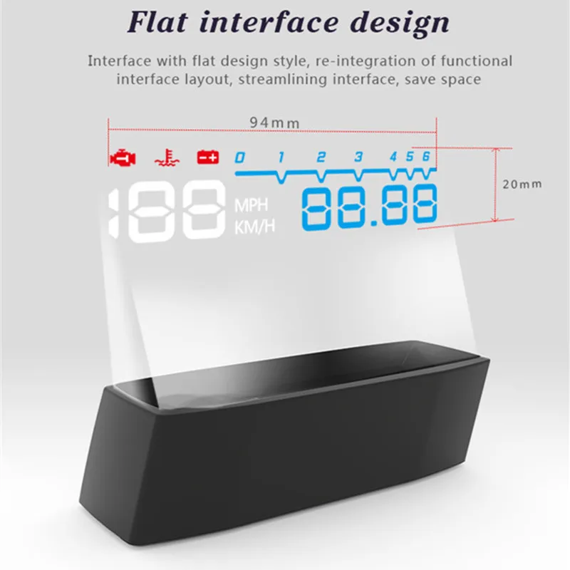 2017 Новый OBDII Автомобиль HUD Км/ч MPH топливо превышение скорости лобовое стекло