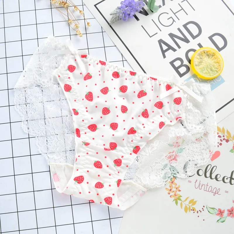 Нижнее белье для девочек прозрачные бесшовные трусы с принтом клубники|Женские