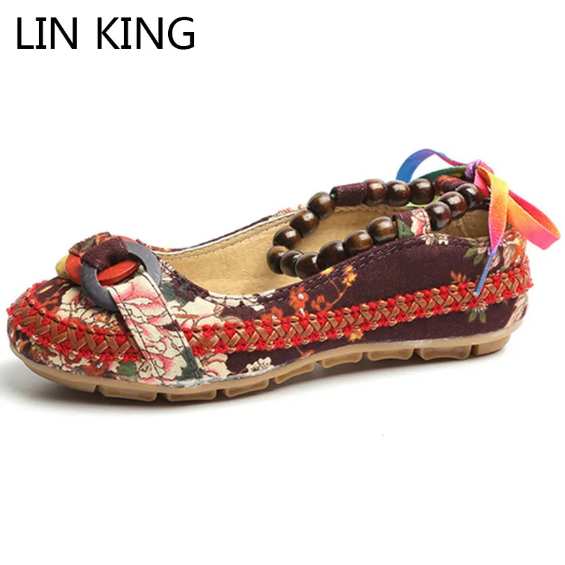 LIN KING/Новый дизайн женская повседневная обувь на плоской подошве большие размеры