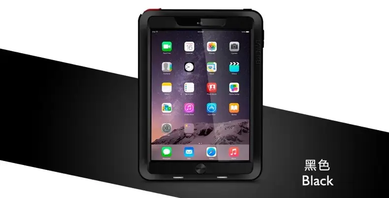 Love Mei защитный чехол водонепроницаемый чехол для iPad Mini 1 2 3 retina Fundas корпус Защита от воды/грязи/ударов/дождя для iPad Mini3 - Цвет: Черный