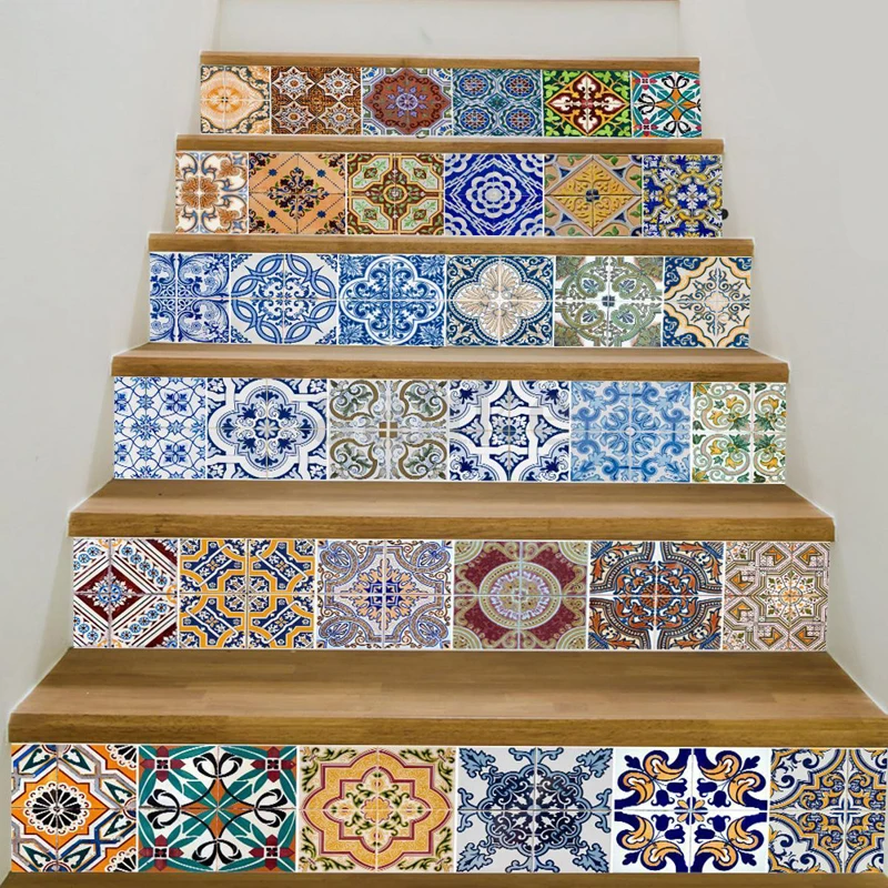 6 шт./компл. Ретро водонепроницаемые 3D наклейки с принтом лестницы на стену для