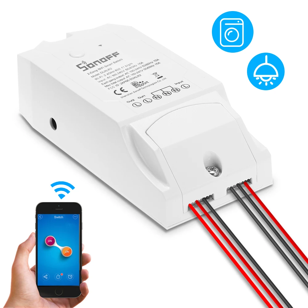 Двухканальный Wi-Fi Смарт-переключатель SONOFF ITEAD беспроводной дистанционный