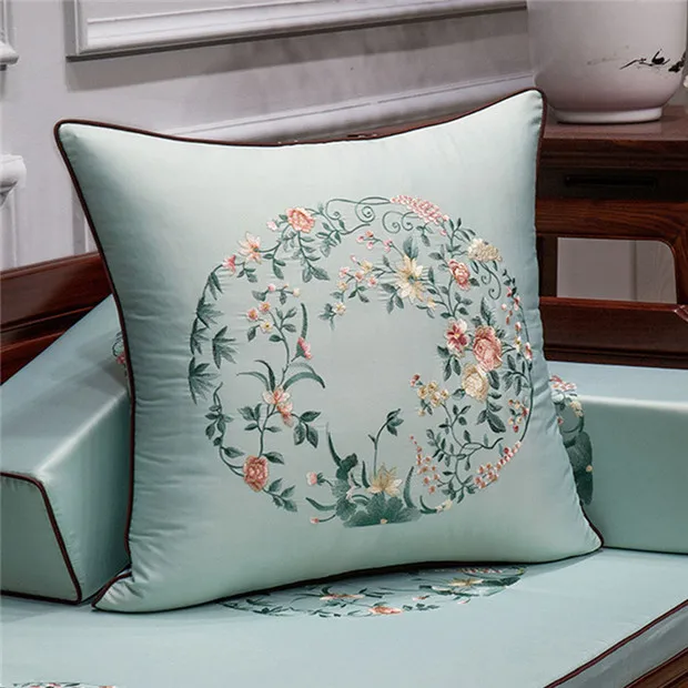 Light Blue Чехлы для подушек, декоративные подушки, китайская Роскошная вышивка, цветы, группа Coussin Cojines Decorativos Para Sofa - Цвет: Light Blue