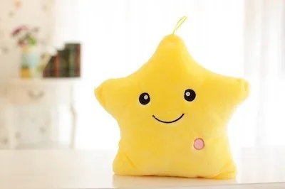 1 шт., 38 см, Kawaii, плюшевая подушка, светящаяся Подушка, светодиодный светильник, подушка, Горячие Красочные сверкающие звезды, детские игрушки, рождественский подарок, подарки на день рождения - Цвет: yellow