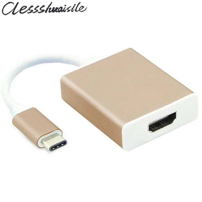 (100 шт./лот) USB C 3 1 Type к HDMI 1080p HDTV Кабель адаптер с серебристым/золотым алюминиевым