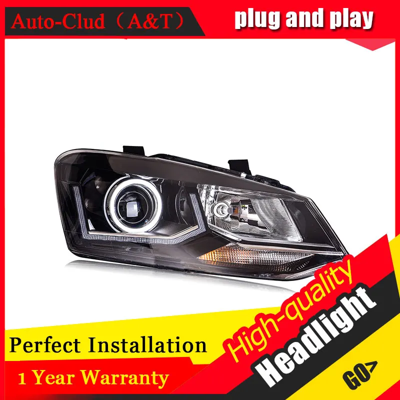 Автомобильный Clud автомобильный Стайлинг для VW POLO фары 2011 2016 polo Светодиодные ДХО