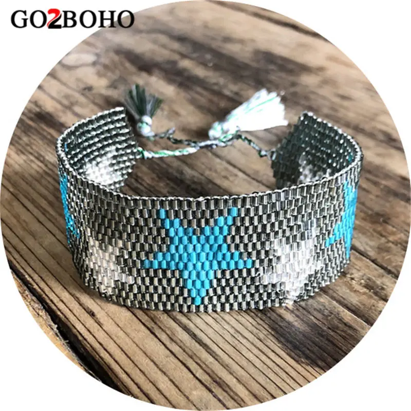 Go2boho MIYUKI браслет бусы тканые браслеты женские запонки со звездой браслеты с кисточками женские пентаграммы ювелирные изделия ручной работы Прямая поставка