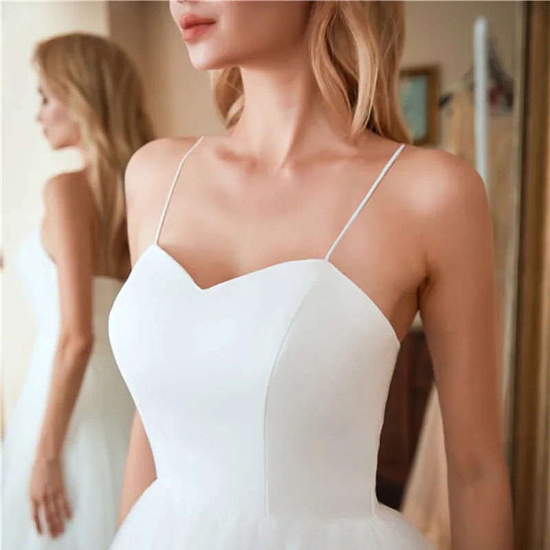 Короткие пляжные свадебные платья со шнуровкой на бретельках Vestido Noiva Praia простые белые вечерние платья до середины голени для выпускного вечера