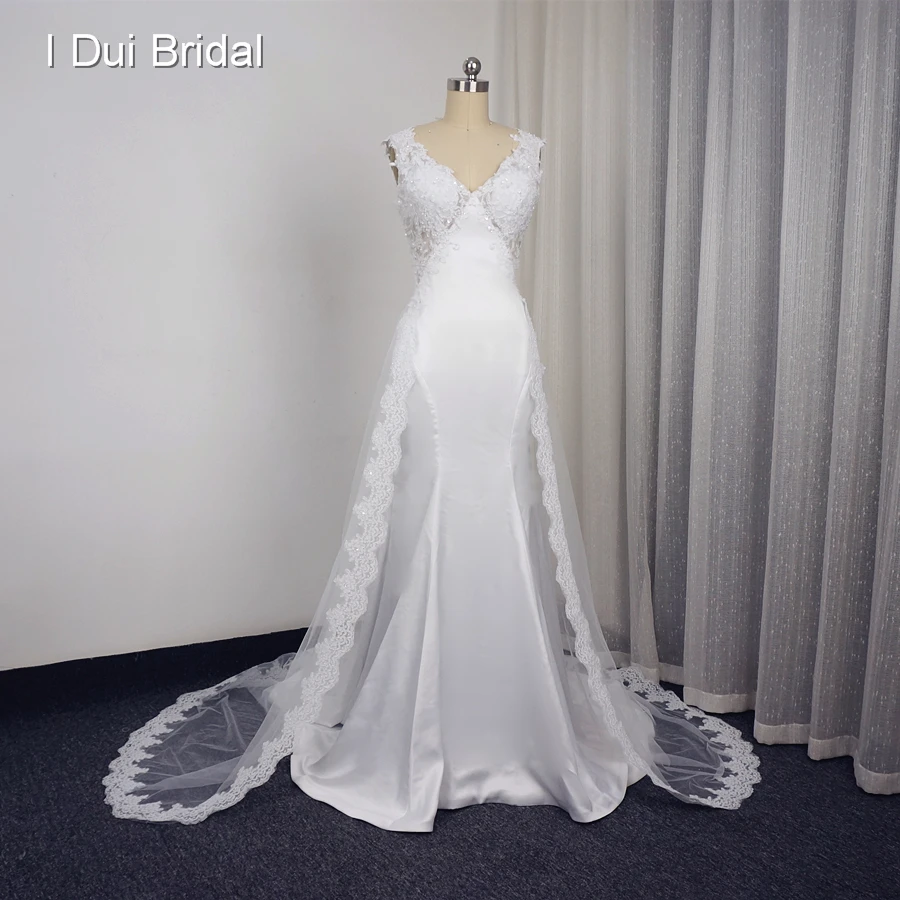 Съемная юбка-годе Свадебные платья с вырезом на спине Кружевная аппликация