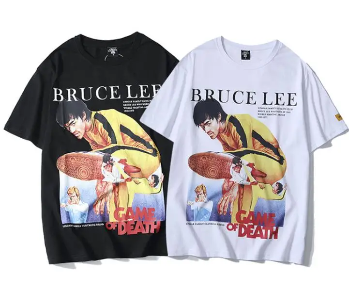 Брюс Ли Кунг Фу печать хип хоп футболки для мужчин Уличная футболка боевое