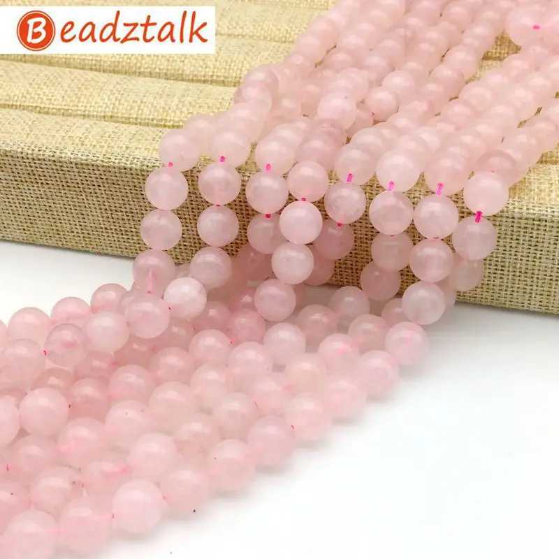Beadztalk Природный розовый Кварцевый Кристалл Камень Круглые бусины для