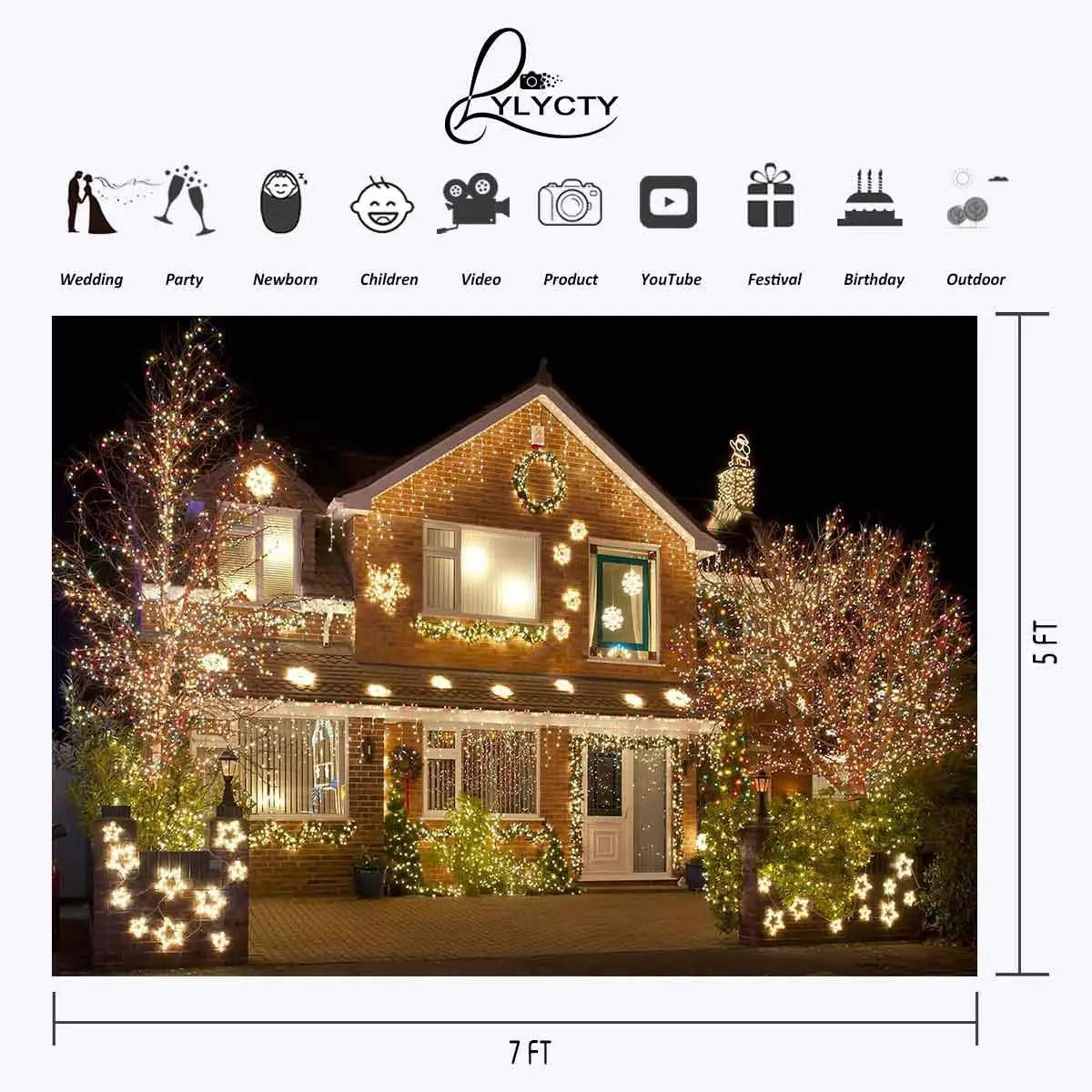 7x5ft Villa Backdrop Brightly Lit Photography Background at Night and Studio Props | Электроника