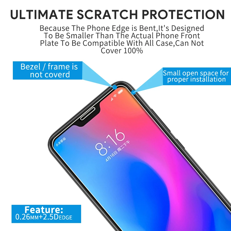 9H Tempered Glass for Xiaomi Mi A2 Lite Screen Protector For A2Lite 5.84 Global Version 2.5D Protective Film | Мобильные телефоны и