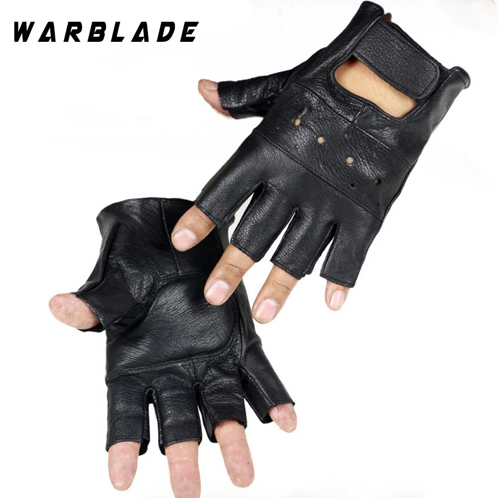 Мужские перчатки из натуральной кожи WarBLade Нескользящие без пальцев овечьей |