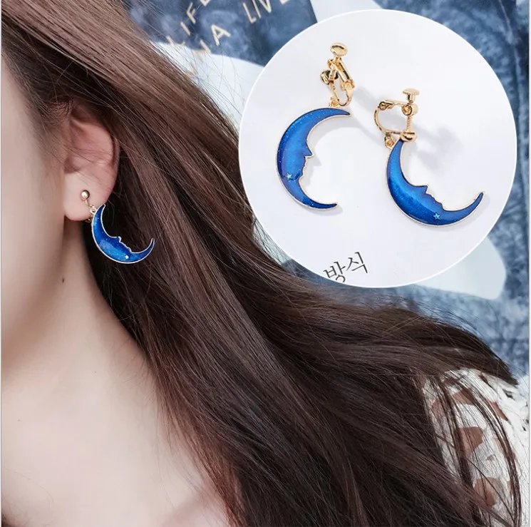 style-22 Японская и корейская мода голубая космическая Вселенная Звезда Луна Серьги планета асимметричные серьги женская серьга рождественские подарки - Окраска металла: style-22