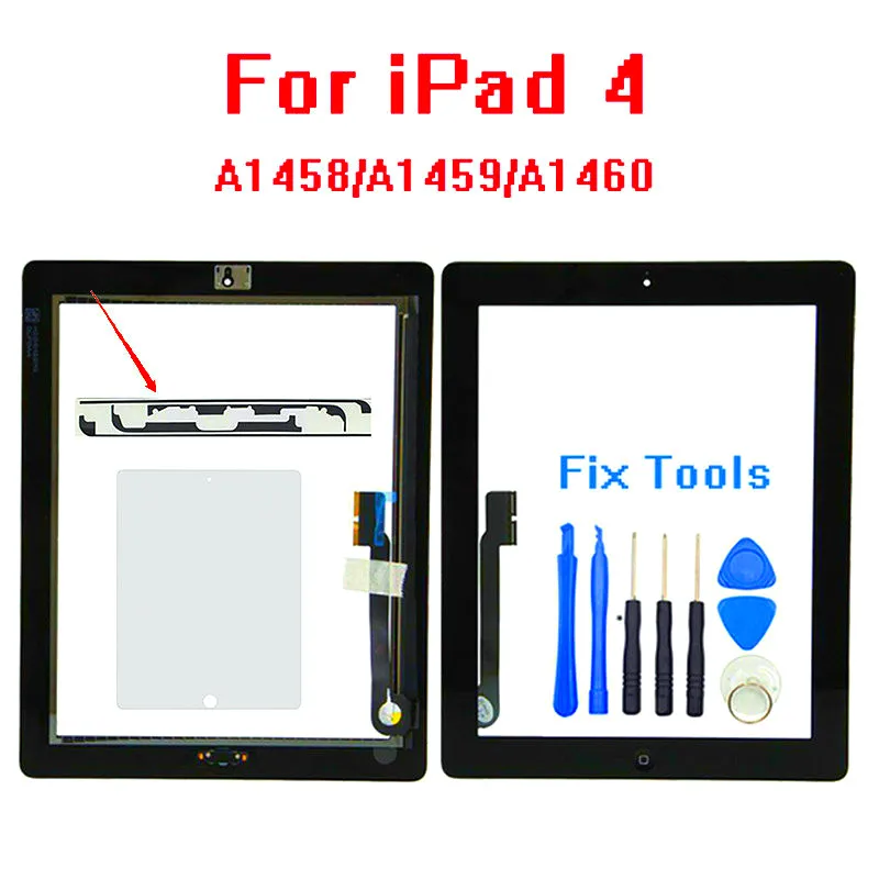 Для iPad 4 сенсорный экран в сборе домашняя кнопка стекло дигитайзер с