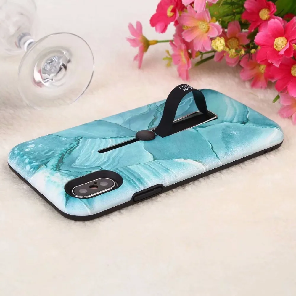 Marble Silicone Ring Phone Case For iPhone 11 11pro max XR Xs Max X Cover for iphone 7 Hide Stand Holder |