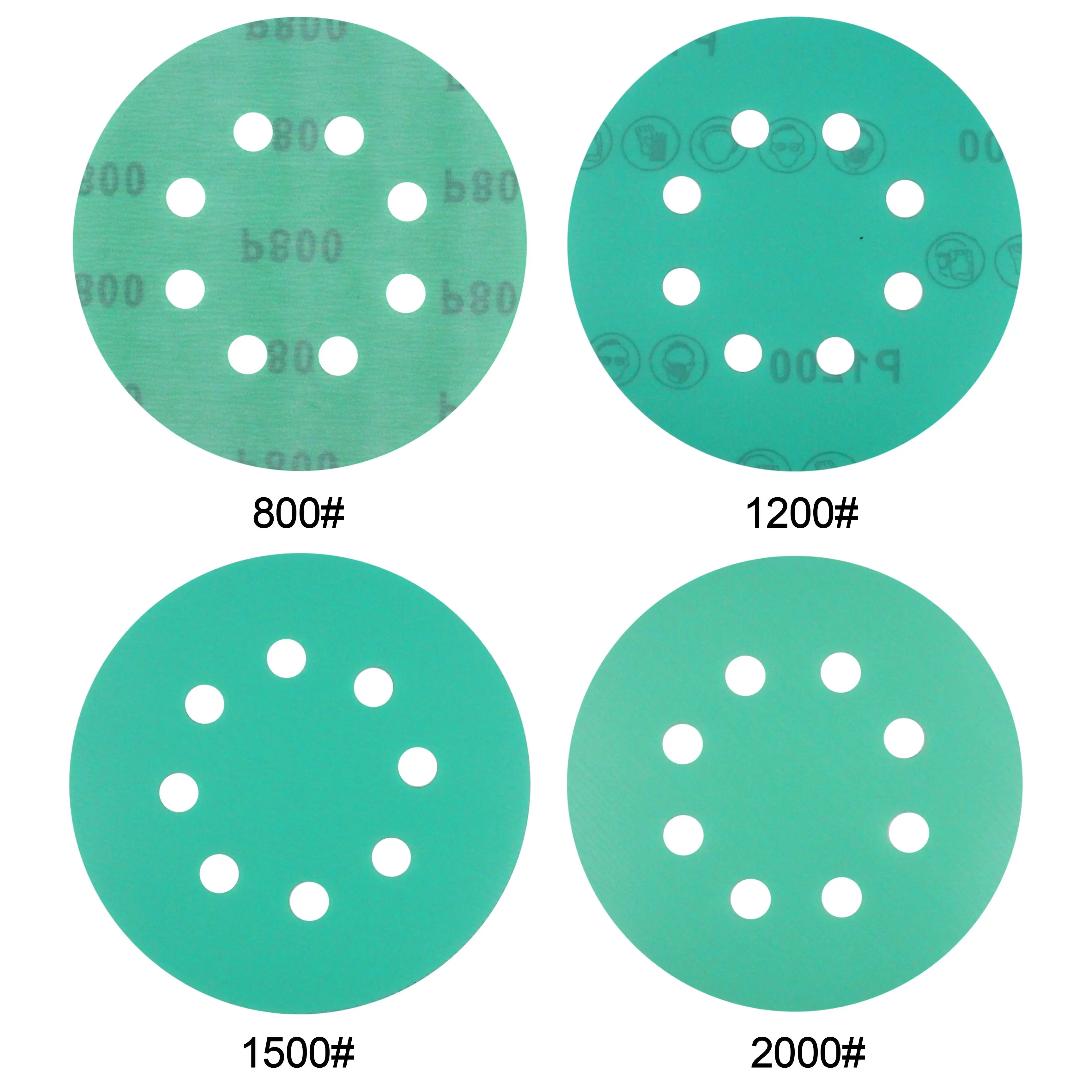 MAXMAN 10Pcs Sandpaper 5Inches 8Hole Sanding Disc 60-2000 Grits Green Film Disk Flocking Water Sand Dry/Wet Grinding | Инструменты