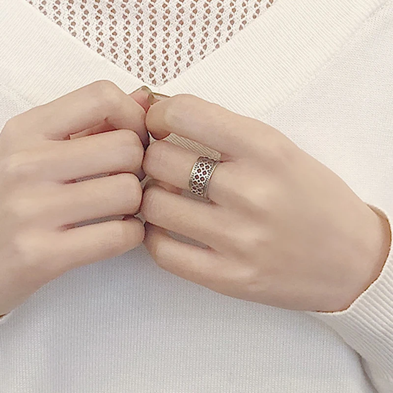 Geometric Personality Hollow Adjustable Thai Silver Ring For Women 925 Sterling Vintage Punk Jewelry | Украшения и аксессуары