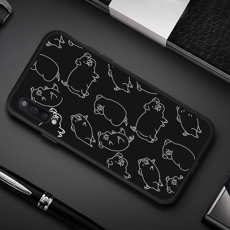 pig 3 black case IZYEKY милый силиконовый чехол для samsung galaxy A50 A30 A10 A20 A20e A40 A60 A70 M10 M20 M30 S8 плюс S7 край животного свиньи Coque - Цвет: pig 3 black case