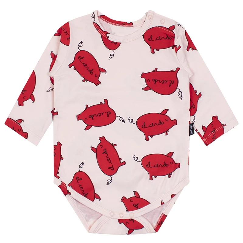 Боди хлопковое демисезонное для новорожденных с мультяшным принтом|Боди