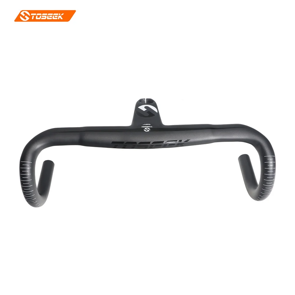Руль для дорожного велосипеда TOSEEK Сверхлегкий из цельного карбона 300 г со штоком