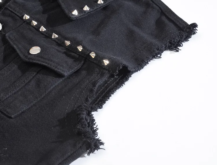 

Mens Spring Autumn Vest Solid Color Denim Jeans Vest Mens Sleeveless Jackets Male Rivet Hole Waistcoats Outwear