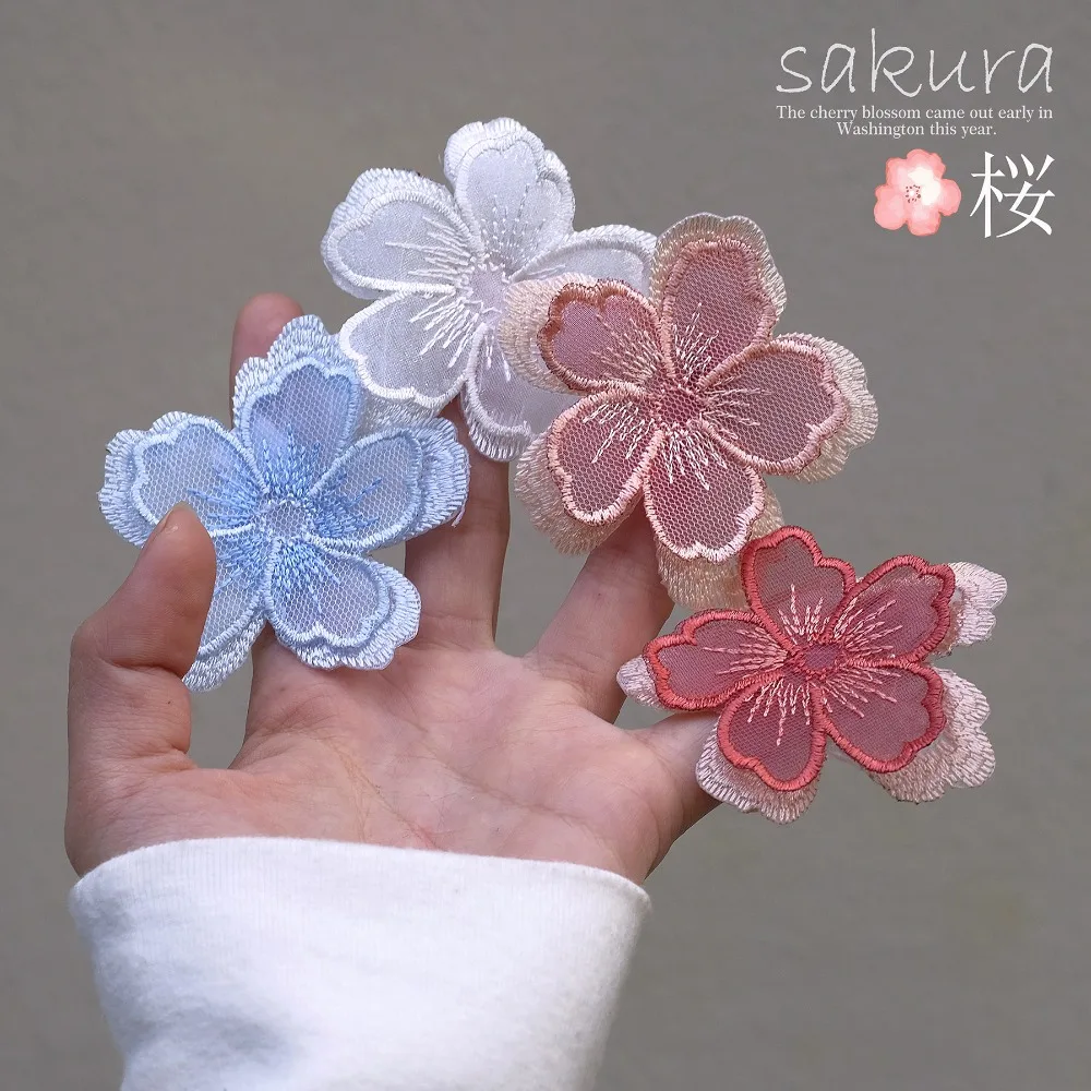 1 шт. двухслойная нашивка с вишневым цветком вышитые тканевые наклейки