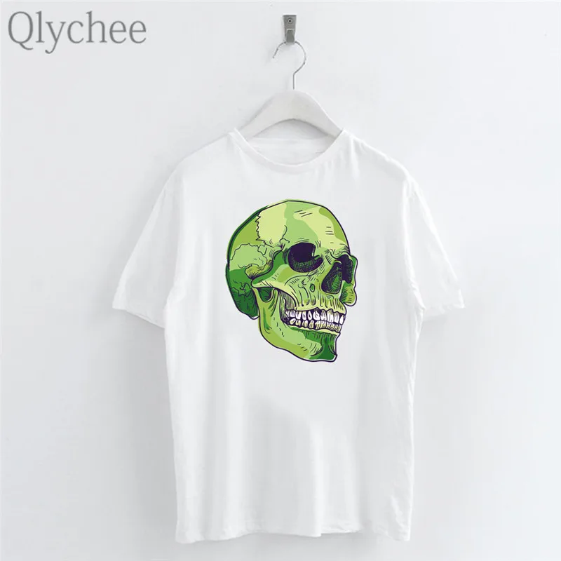 Qlychee Harajuku Devil Series зеленые женские футболки с принтом стрекозы круглым вырезом и