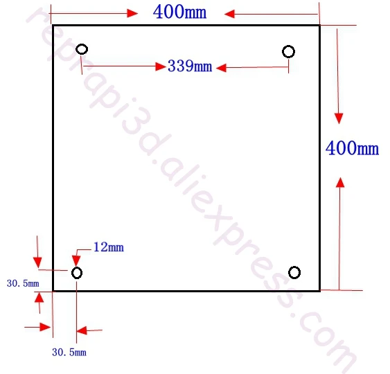 USA Material! CR10 S4 Silicone Heater Pad 400x400mm for Creality CR-10 S4 3D Printer Bed w/ Holes, Adhesive Backing, Thermistor