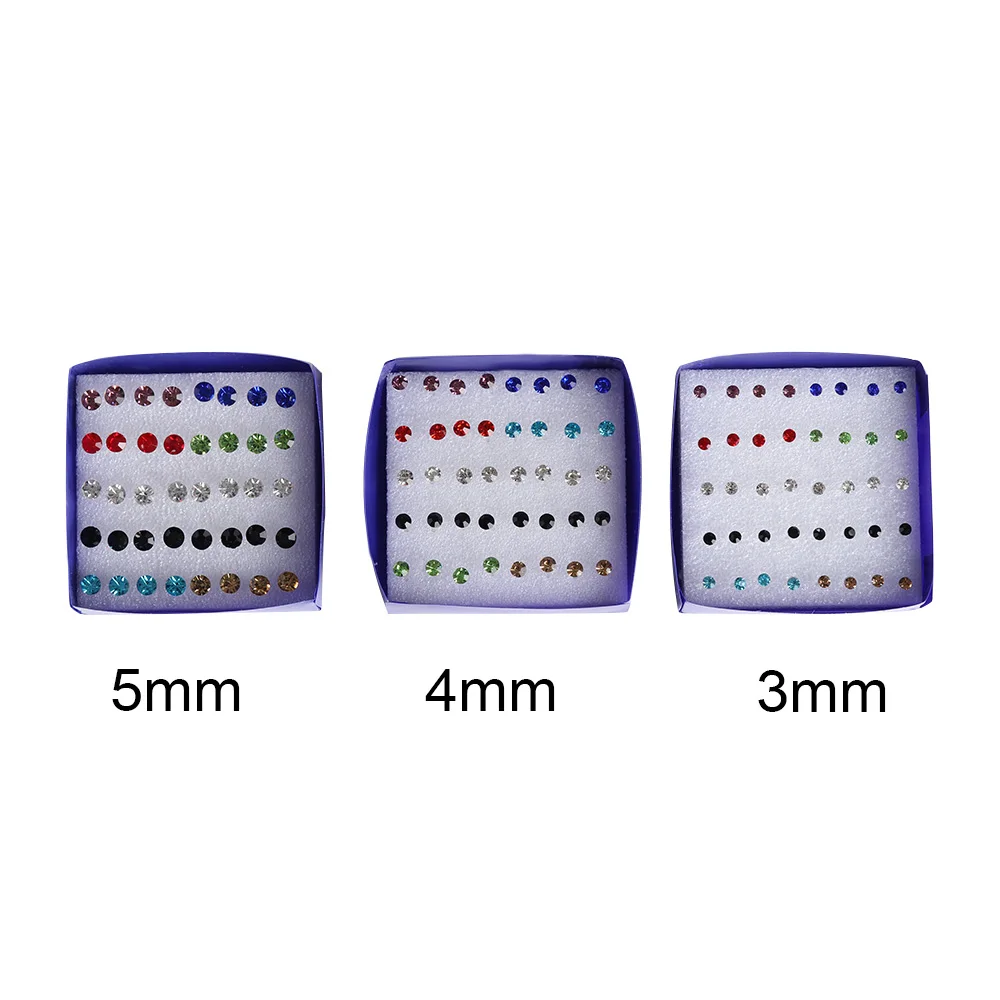 Набор из 40 разноцветных гвоздиков для ушей с кристаллами элегантные серьги не