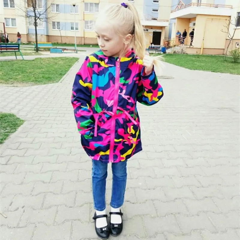 Ветровка непромокаемая для девочек с капюшоном ветрозащитная тонкая весна-осень