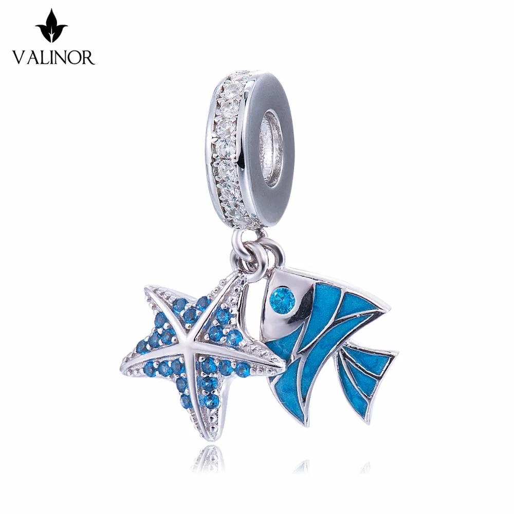 Видео! Подвеска для браслета в виде голубой тропической рыбы и морской звезды