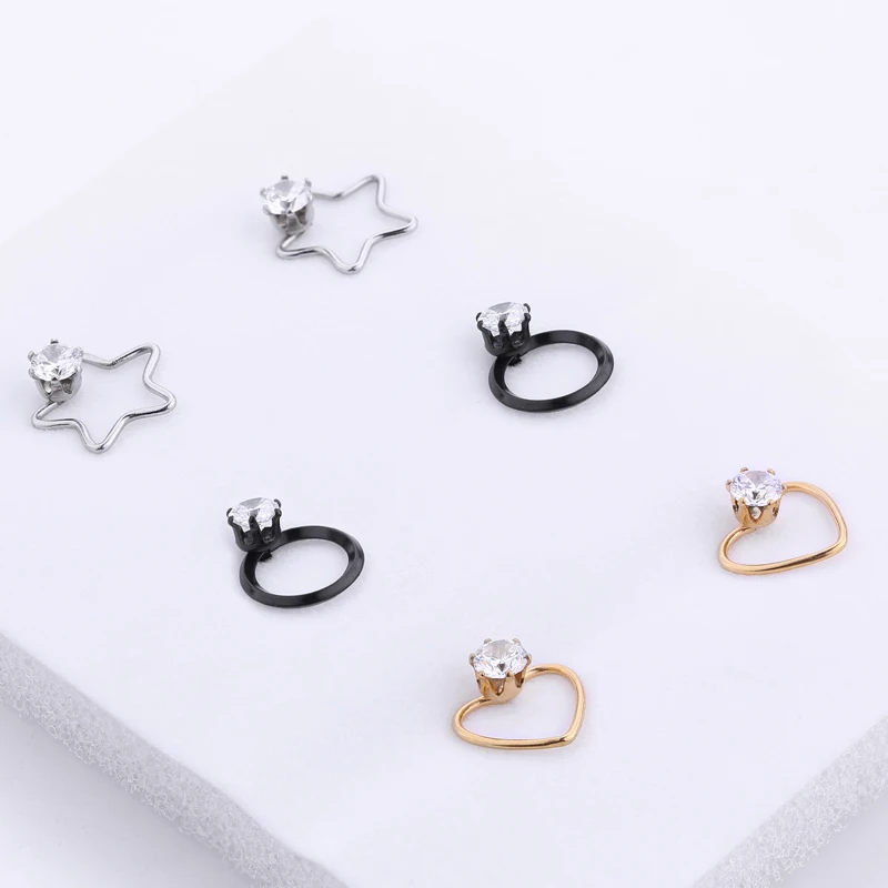 Модные серьги в форме сердца звезды очаровательные циркониевые серьги-гвоздики