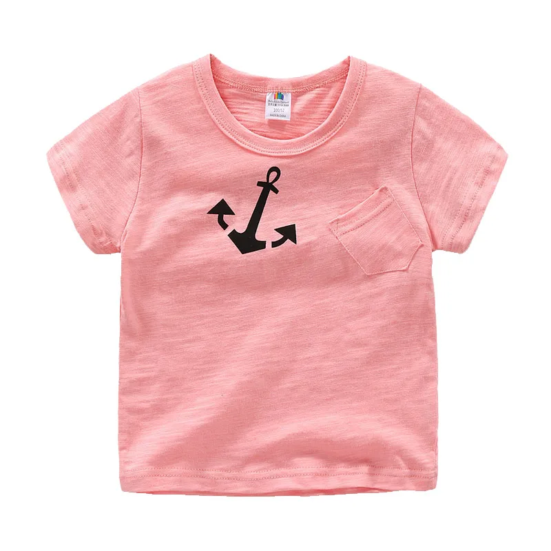 Футболка с короткими рукавами и принтом якоря для малышей Новинка лета 2019