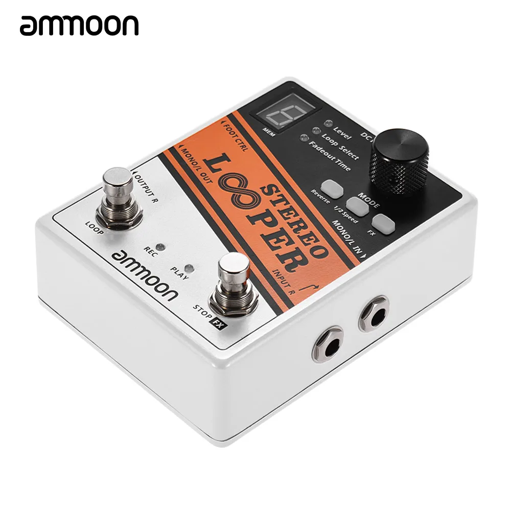 Ammoon STEREO Loop Record педаль гитарного эффекта 10 независимых петель макс. мин Время