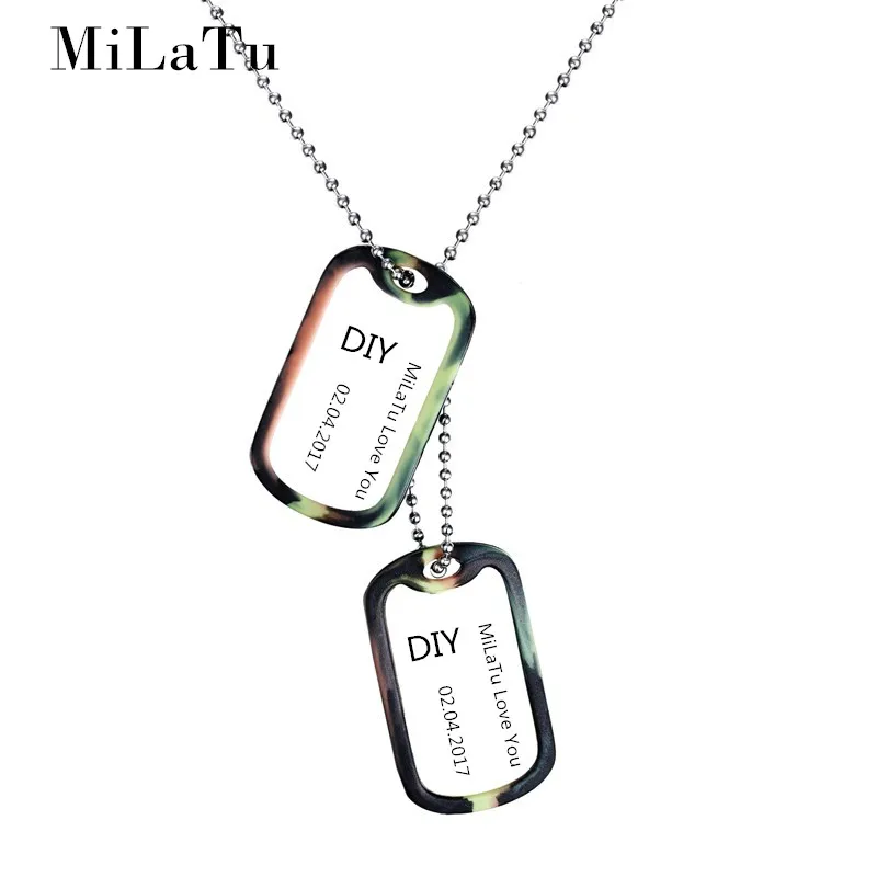 Milatu DIY персонализированные выгравировать слова Армии теги Нержавеющая сталь Dog