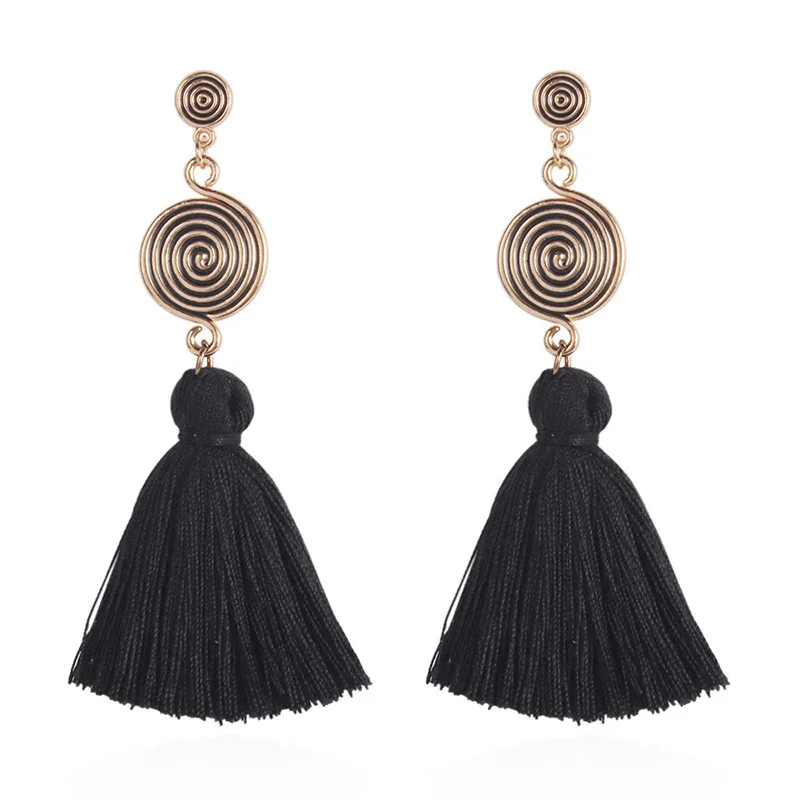 8Seasons Bohemian Style Women Round Drop Earrings Colorful Long Tassel Dangle Vintage Female Fashion Jewelry Gifts | Украшения и