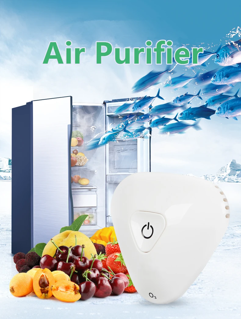 

Portable Mini Ozone Air Purifier Fresh Deodorizer Fridge for refrigerator closets pet car portable built in battery